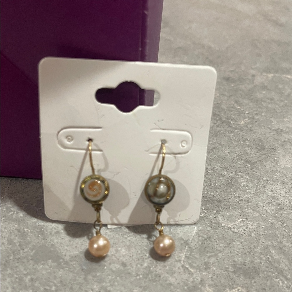 Elegant Antique Button and Pearl Drop Earrings